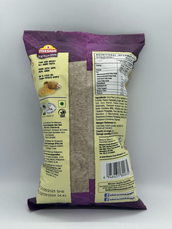Mission Tortilla Chips Garlic & Butter Flavour - Image 3