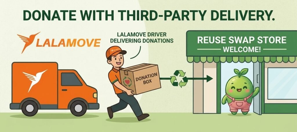 Instructions for donating items via Lalamove to Reuse Swap Store in Kuala Lumpur